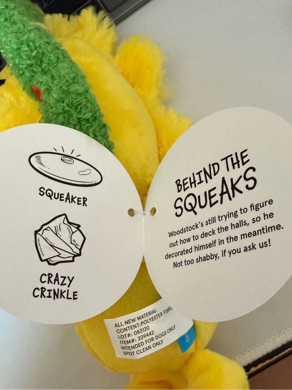 BarkBox Woodstock Squeak Toy